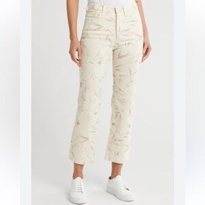 AG Kinsley High Rise Pop Crop Straight Jeans Winter Floral Cream, Sz 28 NWT
